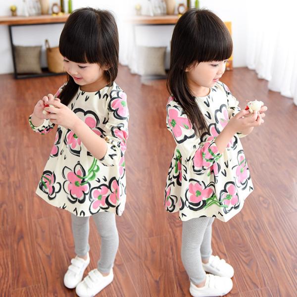 2016 Fashion Girl Colorful Kid's Dress long sleeve Floral Dancing Dress Prince