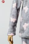 EU Standard Butterfly Print Soft Bathrobe Warm Fleece Women Pajamas Set