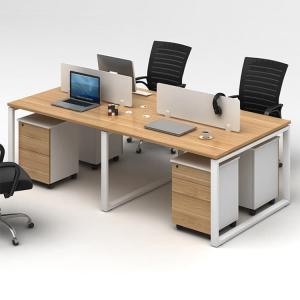 China 4 Way Linear Straight Office Desk Wood Modular Workstation Table factory