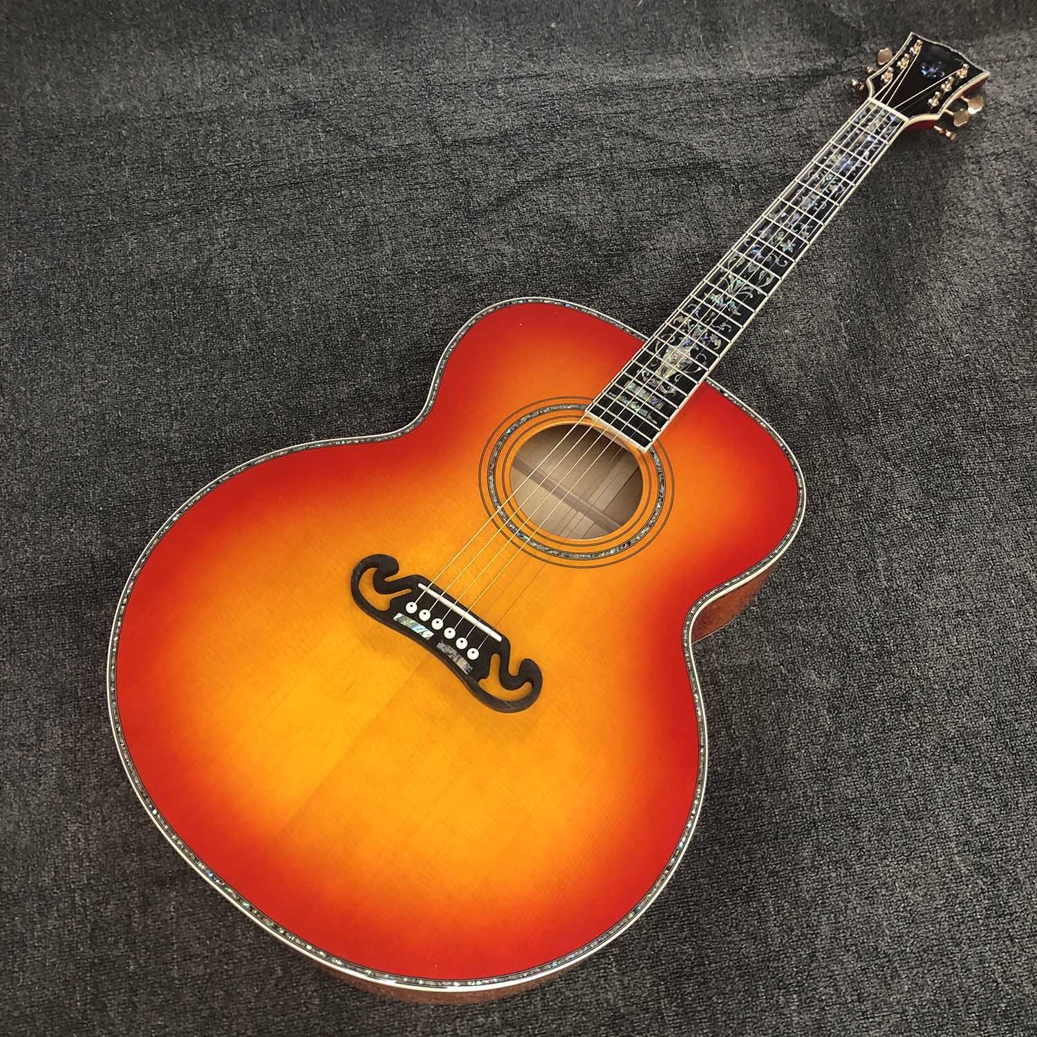 Custom Grand jumbo 43 inch J200 water ripple back side with kinds colors Acoustic Guitar life tree inlay neck, vintage