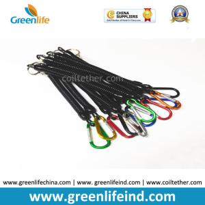 China Plastic Extendable Black Coiled Plier Protecting Coil Lanyard w/Aluminum Carabiners factory