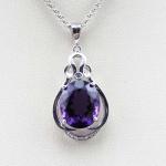 Sterling Silver Jewelry 10mmx12mm Amethyat Cubic Zircon Pendant Necklace