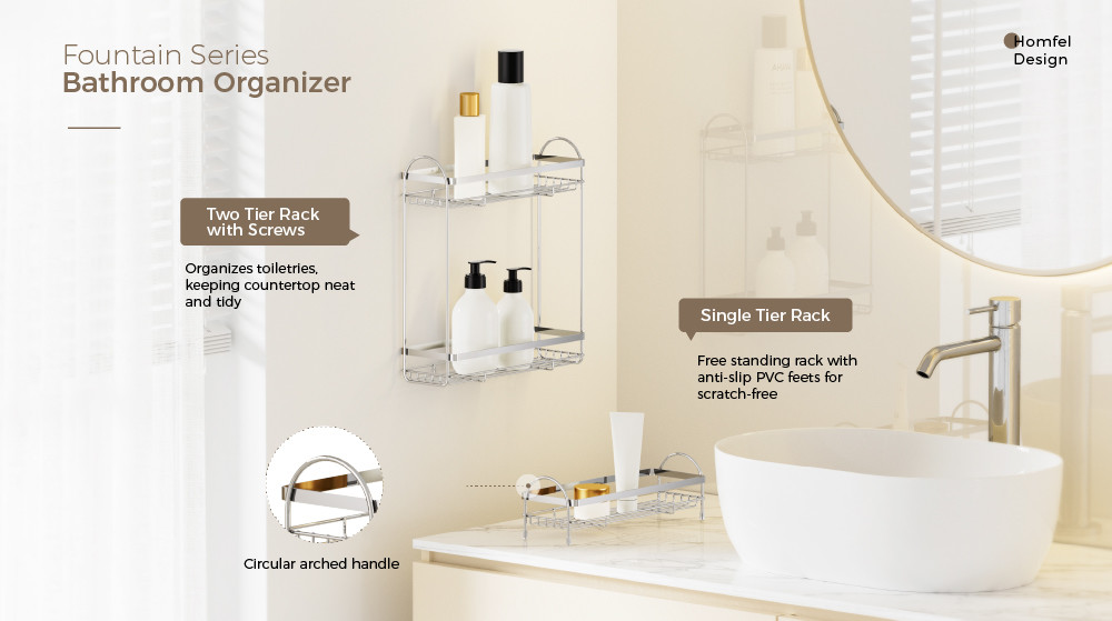 stainless steel Easy Install Wall-Mounted Shower Caddy Space-Saving Organizer Rack for Bathroom shower organizers