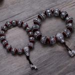 Women and Men Sterling Silver Wrap Sandalwood Bead Strand Bracelet Couples
