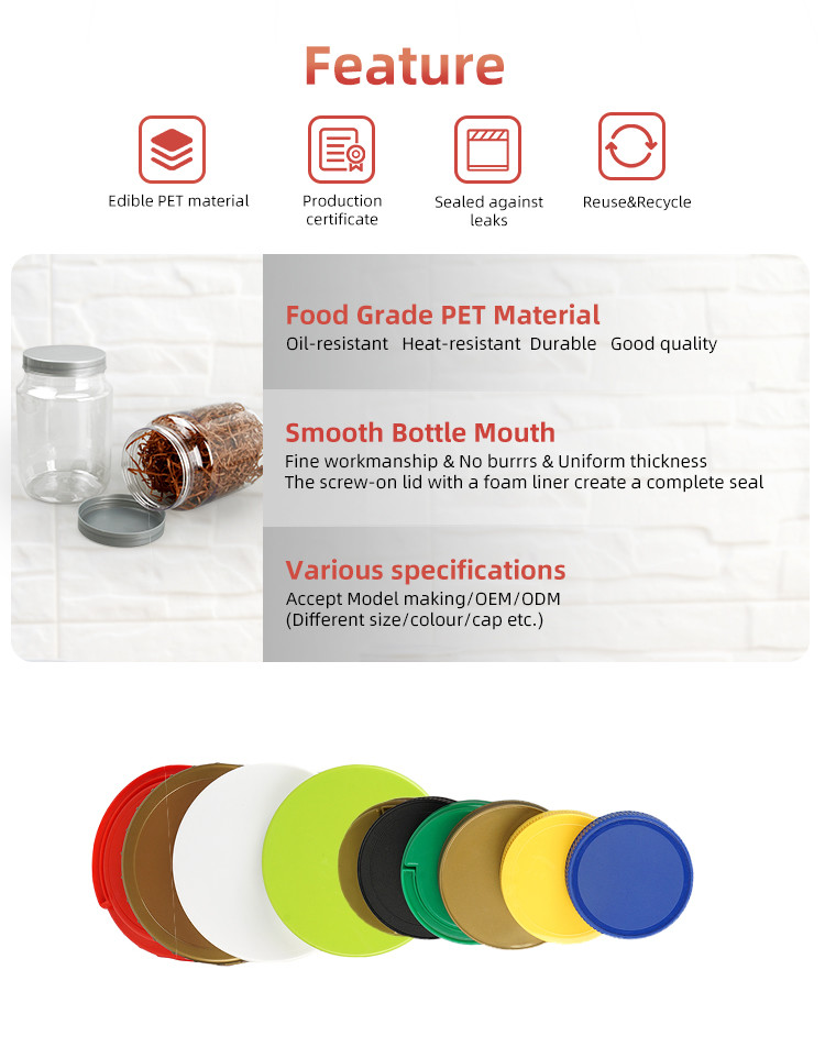 Large Transparent Plastic Jam Bottle Candy Plastic Screw Top Containers