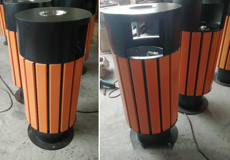 50l 20 Gallon Street Park Metal Wood Public Recycle Camping Commercial Trash Can Outdoor