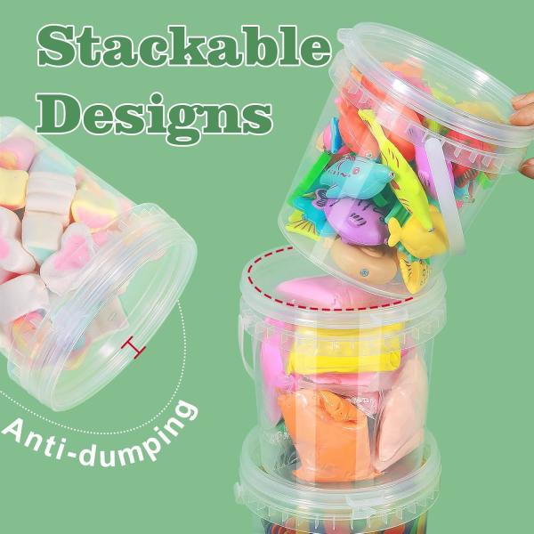 China 2000ml Clear 2L Large Fruit Cups Bucket Food Storage Containers Box 64oz PP Plastic Boba Milk Tea Beer Drink Pail With Handle factory