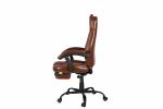 PU Brown Leather Reclining Office Chair With Footrest Retractable Reducing