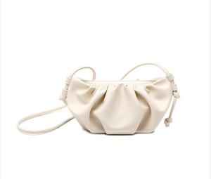 China Polyester Lining PU Shoulder Bag Zipper Closure Leather Dumpling Bag factory