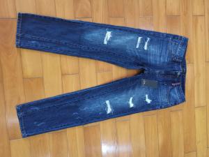 China Stockpapa Dark Blue Distressed Jeans Mens Ripped Denim Jeans 29-36 size factory