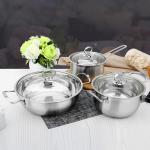 Wholesale Stainless Steel Pot Cookware 201 Set Stock Pots 18/20/26cm Soup Pot