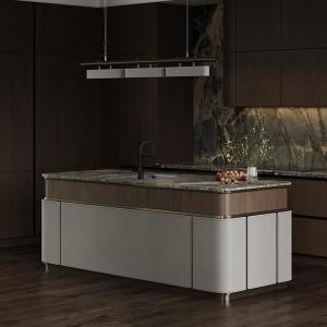 China Luxury Complete Full Set EB Board Kitchen Cabinet Manufacturer Furniture Solid Wood Walnut Flat Pack Kitchen Cabinets factory