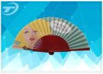 Painted Wooden Hand Fans 23cm With Varnished Wooden Ribs And Fabric