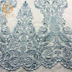 China Customized Embroidered Mesh Lace Fabric Sequins Decoration For Women Dress factory