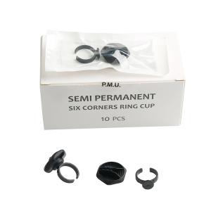 China Microblading Tattoo Ink Cup 10pcs/box Permanent Makeup Pigment Disposable Silicone Black Ring Cup factory