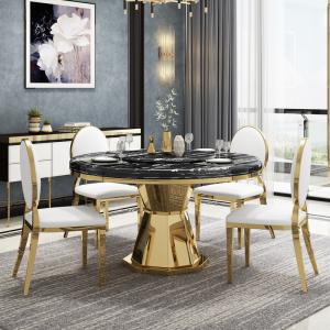 China Modern Stainless Steel Circle Marble Top Dining Table Length 1.3/1.5M factory