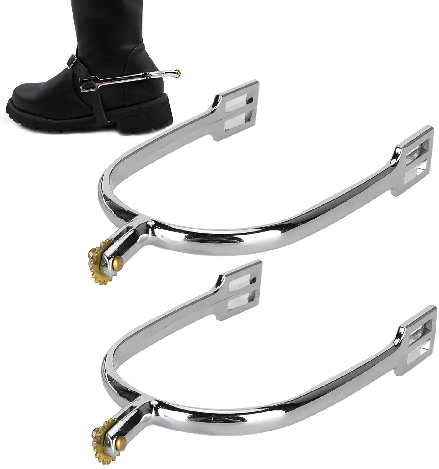 Polished Finish Stainless Steel Western Horse Riding Spurs for Western Comb Harness