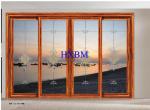 Damp Proof Aluminium Doors With Wooden Finish German SI Or Kinlong Hardware