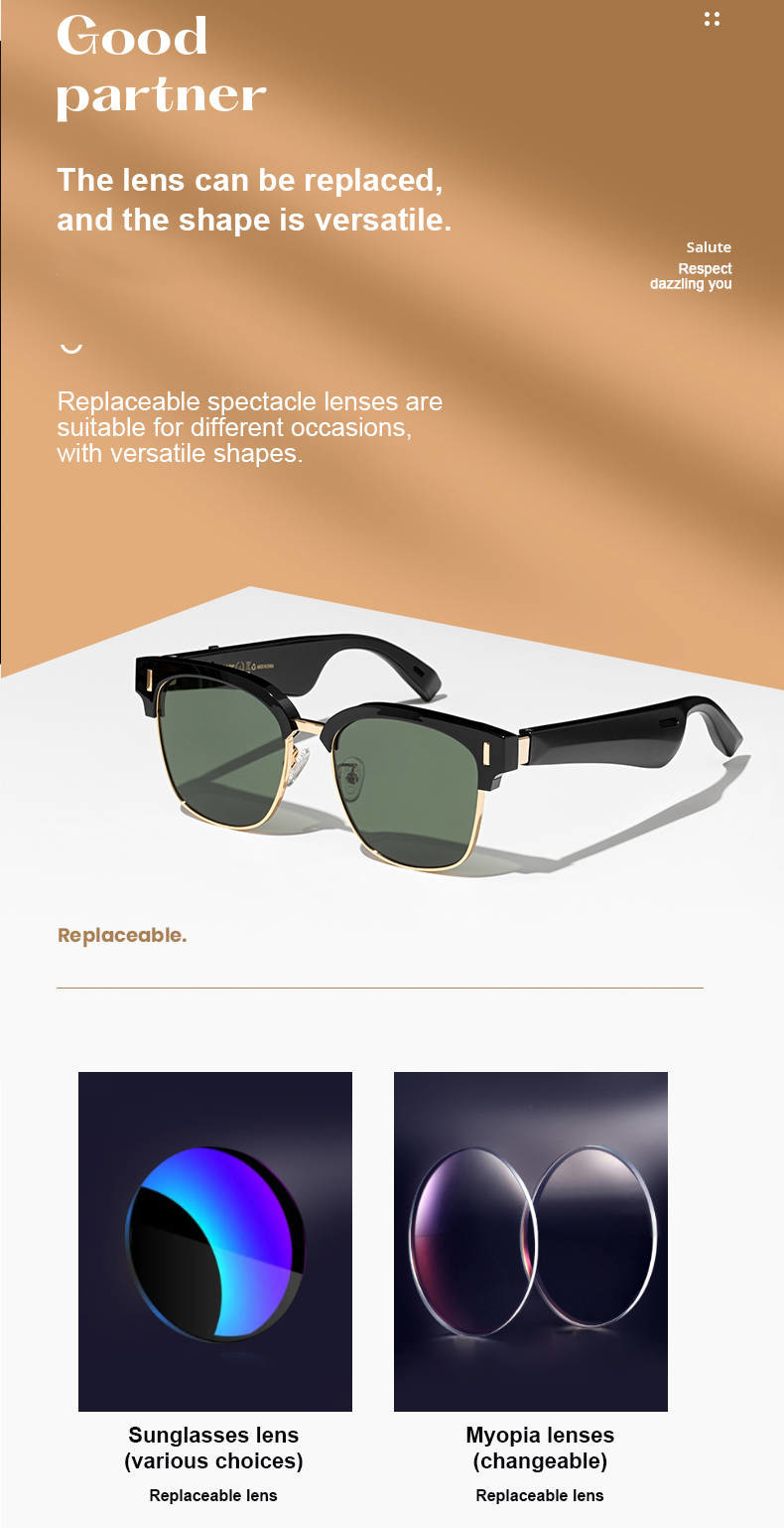 Smart Glasses Technology Bluetooth Sunglasses Voice Control Anti Blue Light