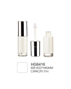 China 7ml Square Lip Gloss Bottle Thick Wall Cylinder Lip Gloss Tubes Clear Base Silver Cap factory