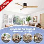 Residential Wooden Blades Ceiling Fan with 52 Inch Flush Mounting and Remote