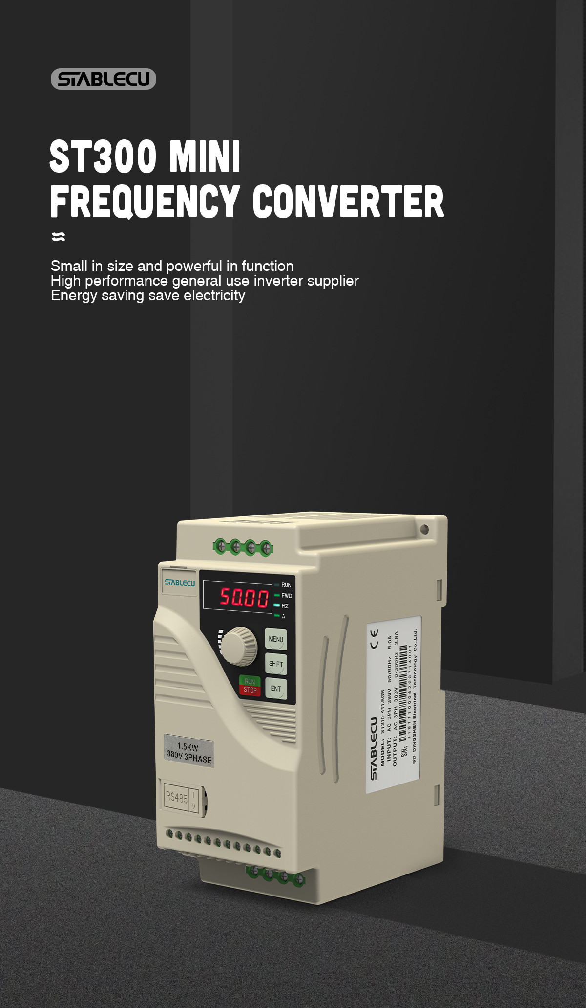 Mini VFD Single Phase Frequency Inverter 0.75KW To 2.2KW Energy Saving