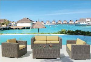 China YLX-RN-018 Single Seat Sofa*2 Double Seats Sofa*1 Rectangle Table with Glass*1 factory