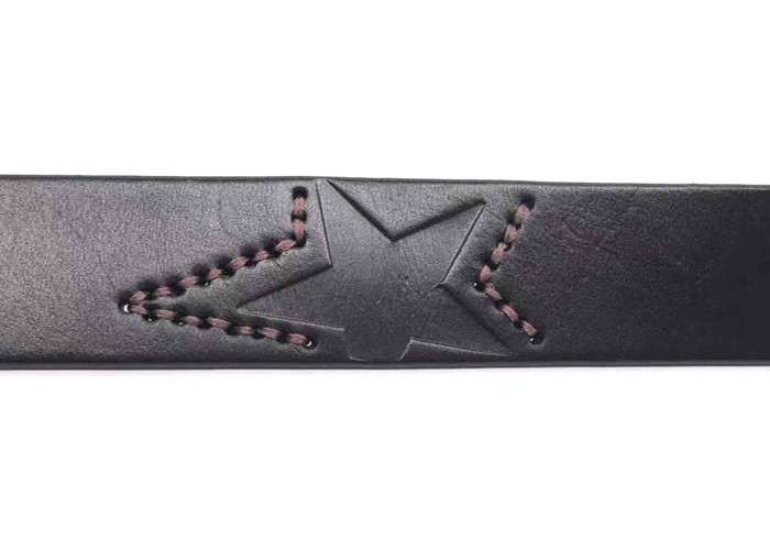 1-1/2'' Female Leather Belt For Jeans Embossed Irregular Star Pattern With Hand - Stitching