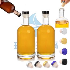 China Custom Design 500ml 700ml 750ml Liquor Glass Bottle with Cap in Super Flint Glass factory