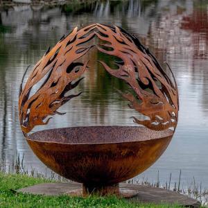 China 59.1 Inch Metal Sphere Fire Pit ISO9001 Corten Steel Firepits factory