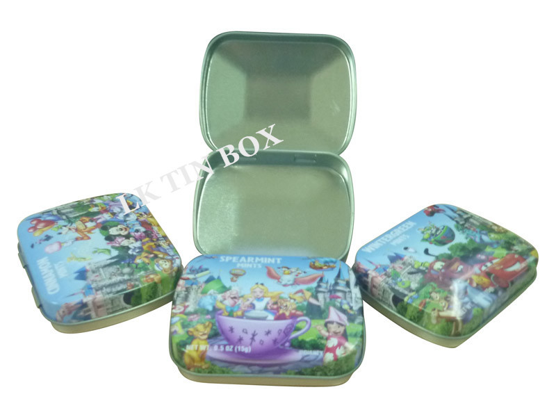 Tinplate Metal Small Mini Mint Tin Box With Printing And Window Hinged Lid