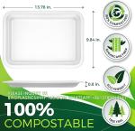 14" Heavy Duty Disposable Rectangle Food Trays, Compostable Extra Large Paper