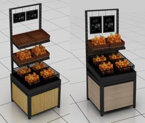 China 3 2 tier fruit and vegetable produce display rack shelves factory