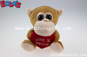 China Valentines Day Gifts Big Eyes Toy Series Brown Monkey Animal With Heart Pillow factory