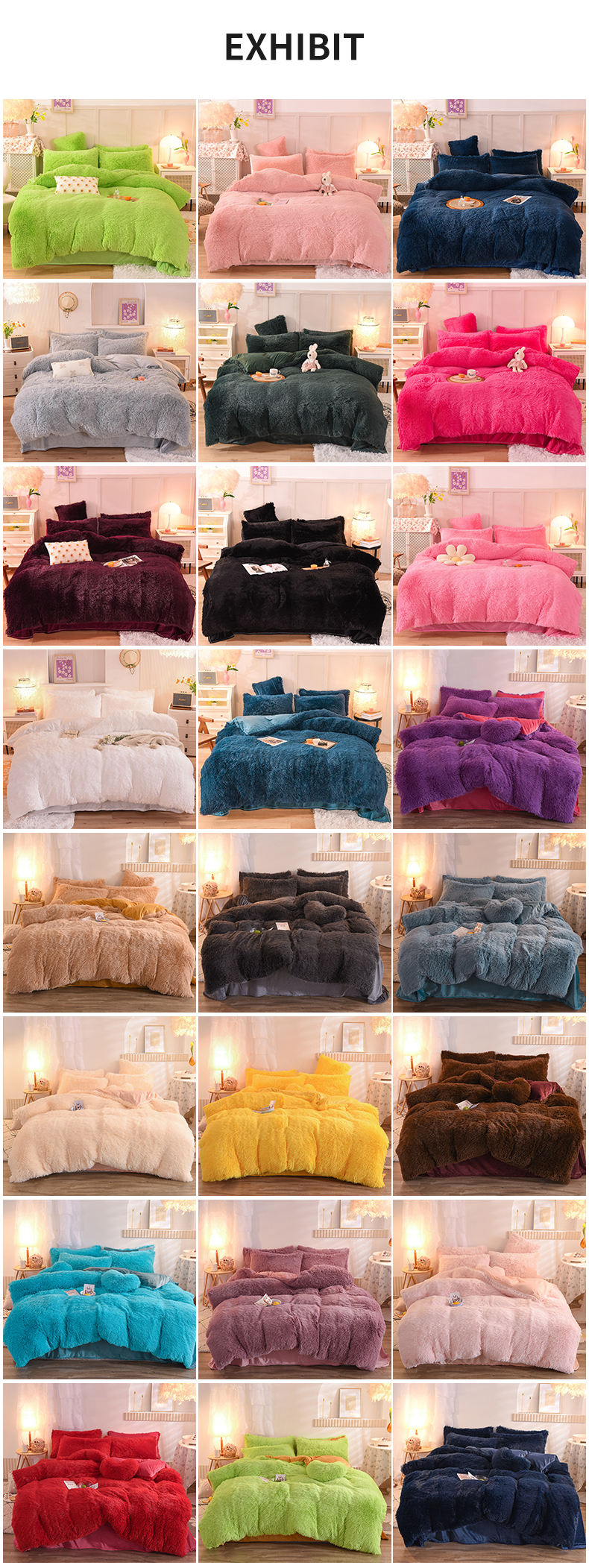 Plain Dyed Modern Solid Color Mink Velvet Four-piece Set Winter Plush Warm Bedding Set