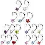 Prong Set Zircon Nose Screw Rings Piercing Nose Studs Body Jewelry 20g Star