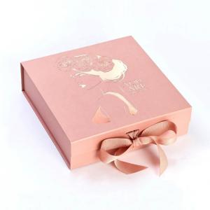 China Customized Logo Folding Gift Box With Ribbon Closure Degradable Card Paper Material factory