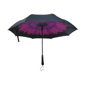 BSCI Polyester 190T Double Layer Inverted Umbrella With C Shaped Handle