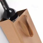 Cmyk Printed Paper Carrier Bags 11*35*9cm Kraft Wine Bottle Bags