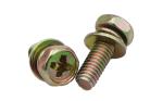 Yellow Chromated Steel Phillips Drive Hex Head Screws With Spring And Plain