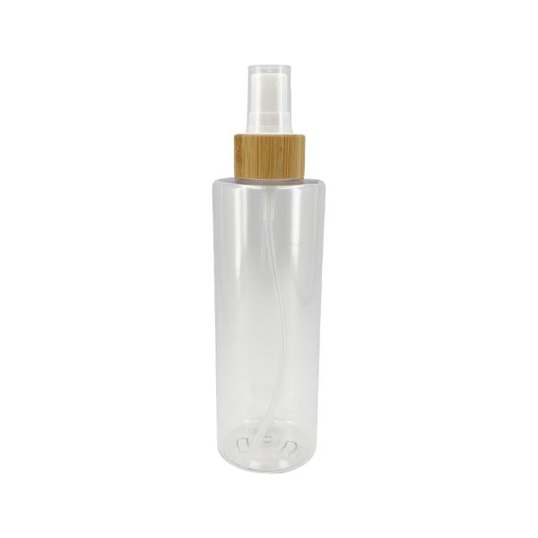 Round Flat Shoulder Transparent Plastic Perfume Spray Bottles With Bamboo Lids