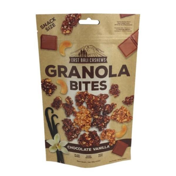 Snack Packaging Kraft Paper Pouch Zip Lock Gravnre Printing 180 Micron With Hand