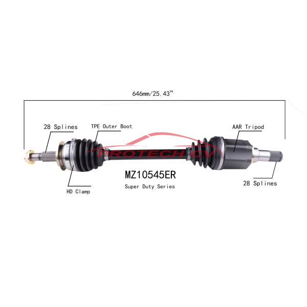 China Mazda 2.0L Inner Cv Joint Assembly Front Right Axle Shaft Heavy Duty Clamp TPEE Boot factory