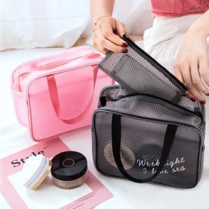 China Pure Color Travel L34*H20 Cm Portable Cosmetic Vanity Bag factory