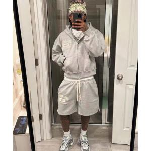 Custom Unisex Sweatsuits Cotton Jogger Suits 2 Piece Set Patchwork Screen Print