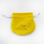 Embossed Logo Fabric Drawstring Gift Bags Small Velvet Jewelry Bags