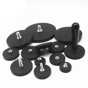 China Industrial Magnet Powerful Rubber Coated Pot Magnet With Attractive Magnetic Strength factory