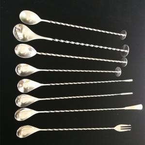 China Creation Twisted Stainless Steel Bar Spoon , Long Cocktail Mixing Spoon factory