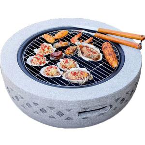 China 3 in 1 Round Wood Burning Firepit Charcoal BBQ Grill Table for Metal Outdoor Backyard factory