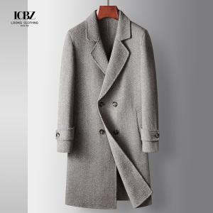 China Men's Winter Wool Coat Leisure Long Sections Pure Color Overcoat with GARMENT DYED Design factory